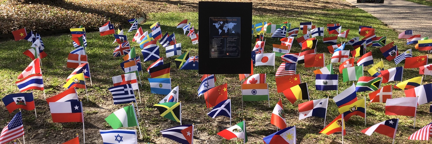 International Week flag display on SHSU campus